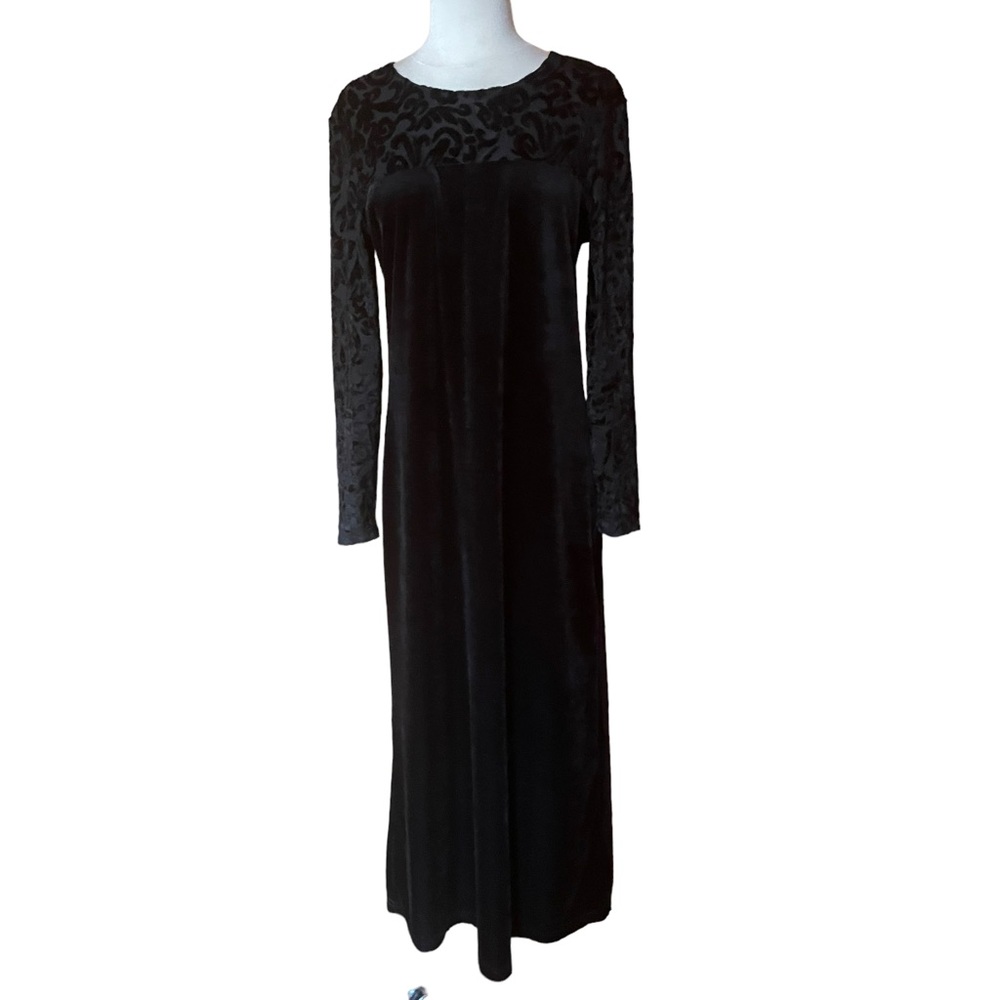 Diane Von Furstenberg Velvet, Sheer Upper, Long Sleeve Maxi‎ Dress